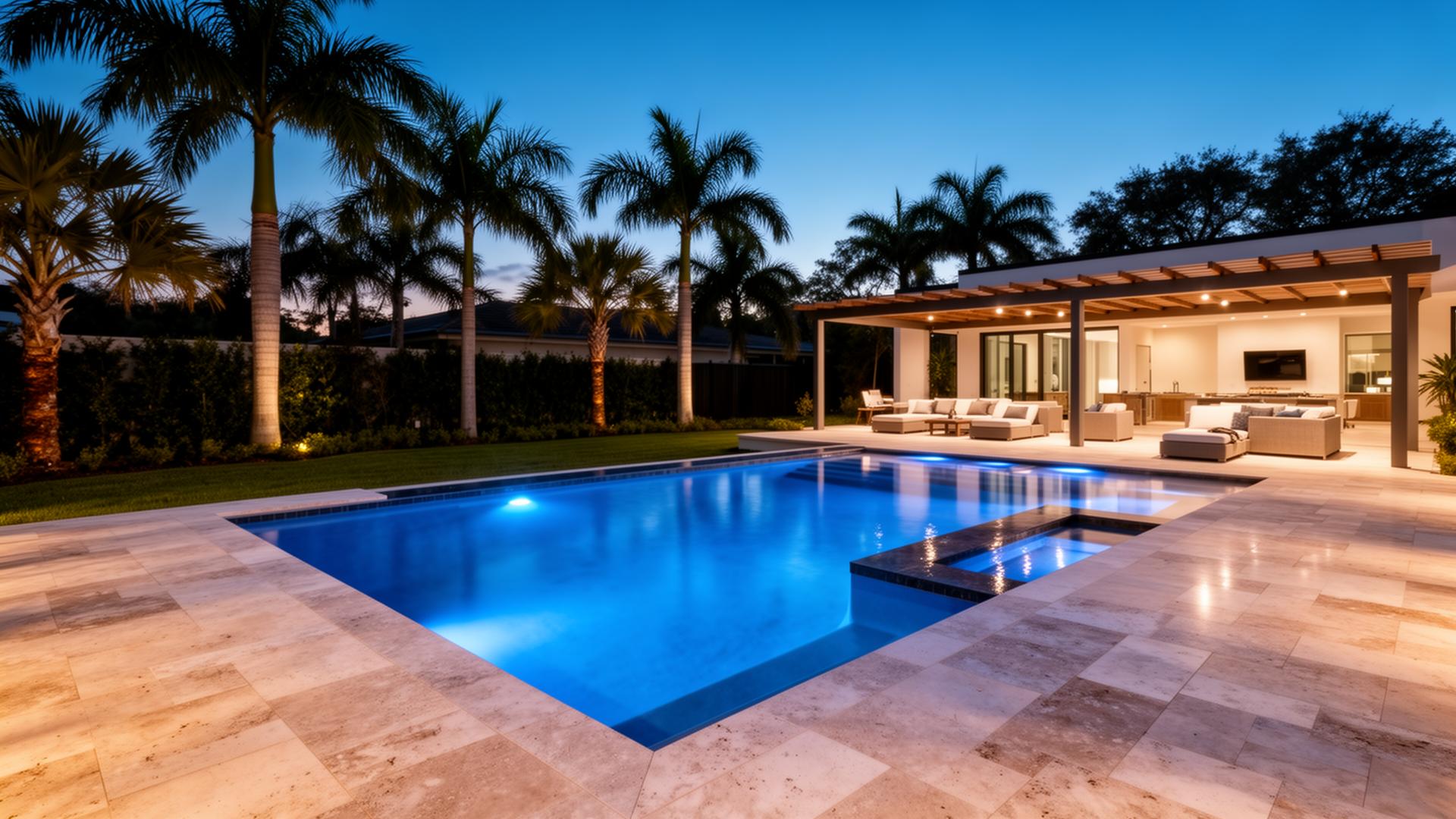 Custom backyard pool and outdoor living space by Infinity Coastal Pools